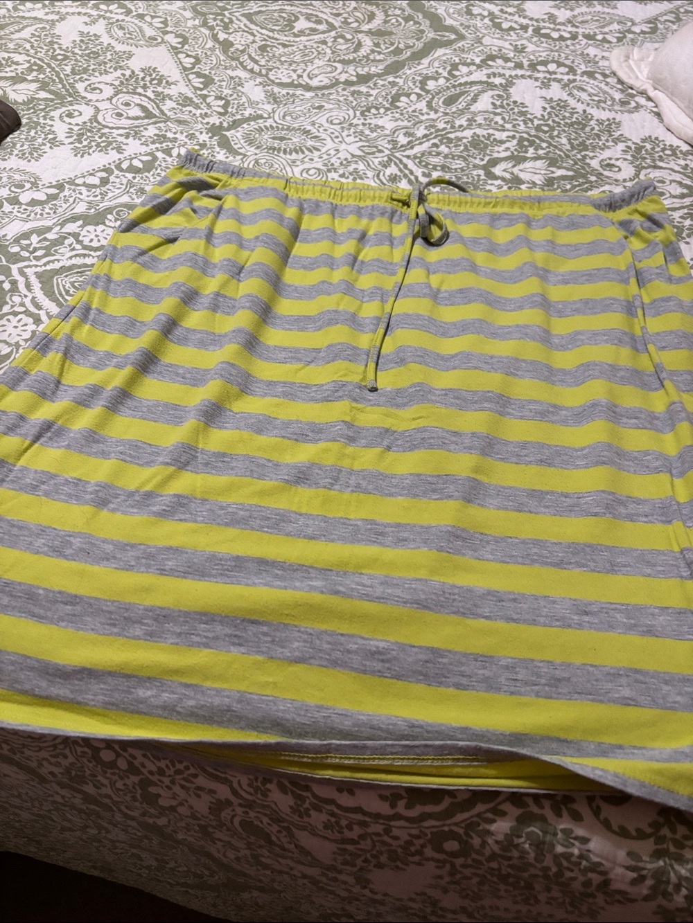 Sonoma Yellow and Gray Striped Midi Skirt